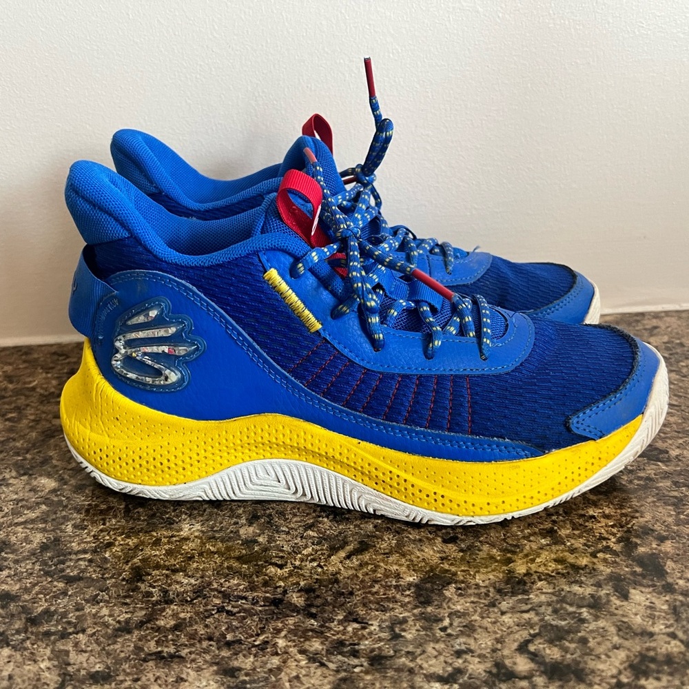 Under Armour Curry 3Z7 Basketball Shoes Warriors Blue/Yellow Men’s Youth 7